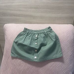 Green Button-Front Skirt